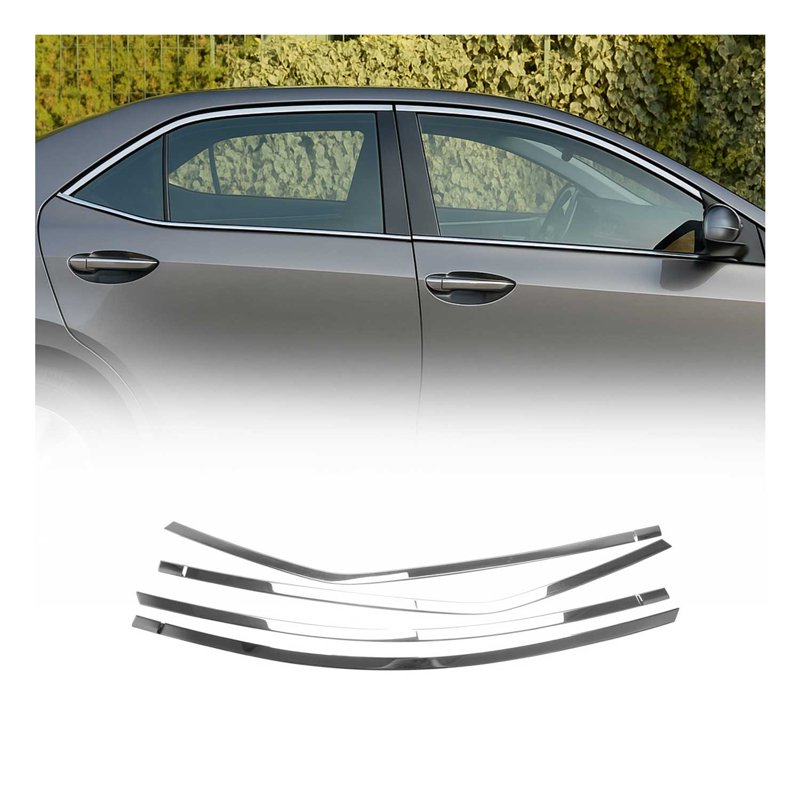 Window Molding Trim Streamer for Toyota Corolla 2014-2019 Stainless Steel 4 Pcs