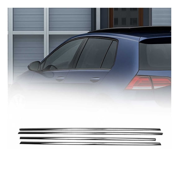 Window Molding Trim Streamer for VW Golf Mk7 2015-2021 Stainless Steel Dark 4Pcs
