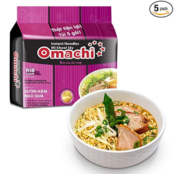 OMACHI Golden Potato Noodles - Braised Pork Rib Flavor - Made with Natural Ingredients (Braised Pork Rib, Pack of 5)