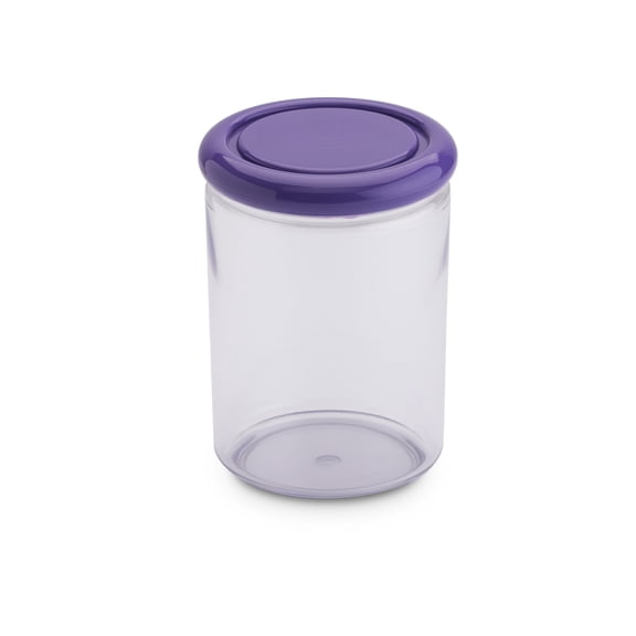 OMADA Acrylic Airtight Storage Container: Sugar Flour Container and Pasta Container - Storage Jar for Food Toiletries Office Supplies - Dishwasher Safe Storage Cylinder ? 33.8 Oz ? Purple Lid
