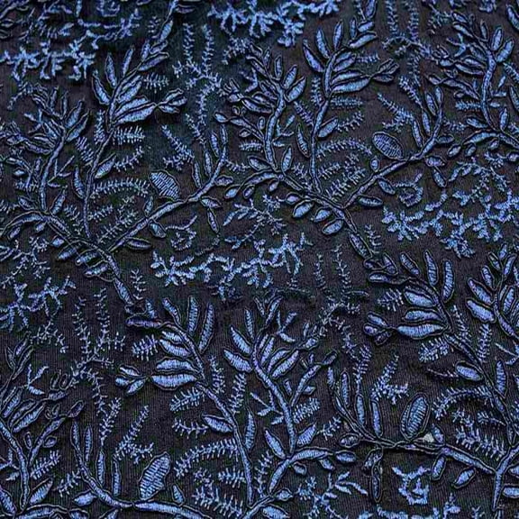 OMAHA Glitter Embroidered Mesh Fabric. Lace Netting Material 53 Inch in Width | Home Decor, Navy / Cut by the Yard