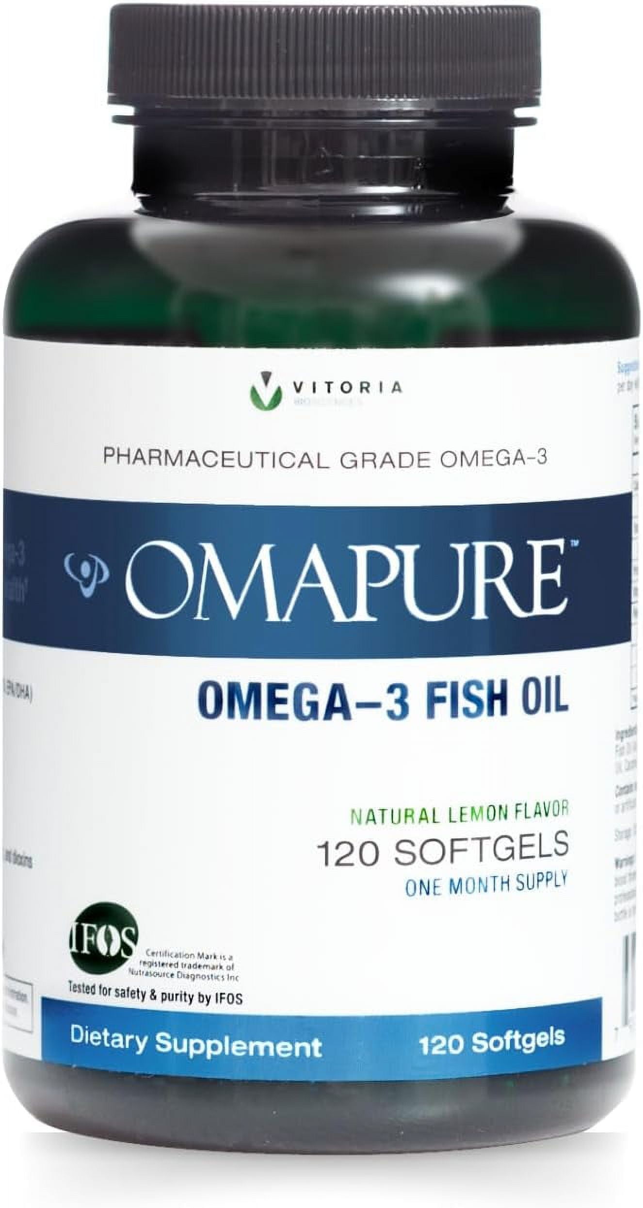 OMAPURE Omega3 Fish Oil Supplement (1 Bottle, 120 Softgels) 2600mg EPA