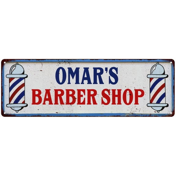 OMAR'S Barber Shop Hair Salon Gift Metal Sign Retro 6x18 206180031364