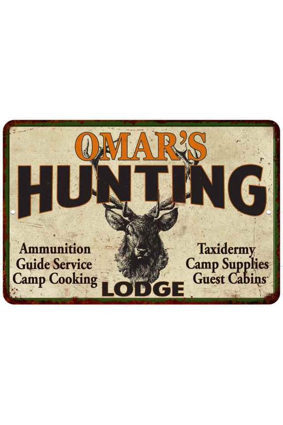 OMAR'S Hunting Lodge Sign 8 x 12 High Gloss Metal 208120015343