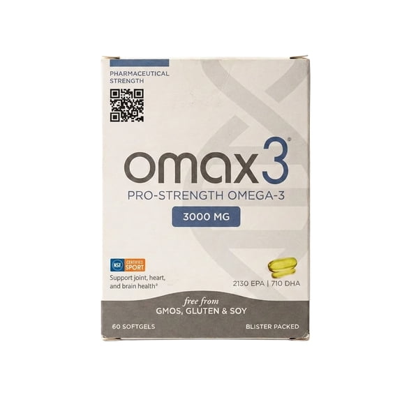 Omax Professional Ultra-Pure Omega-3 Fish Oil Concentrate, 1000 mg, Maximum Joint & Muscle Support, 60 Count