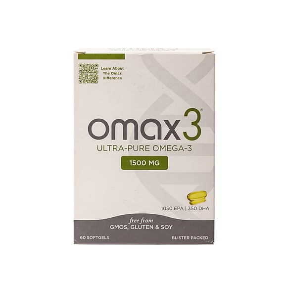 Omax Ultra-Pure Omega-3 Fish Oil Concentrate Brain & Memory Support Gluten-Free, 60 Softgels