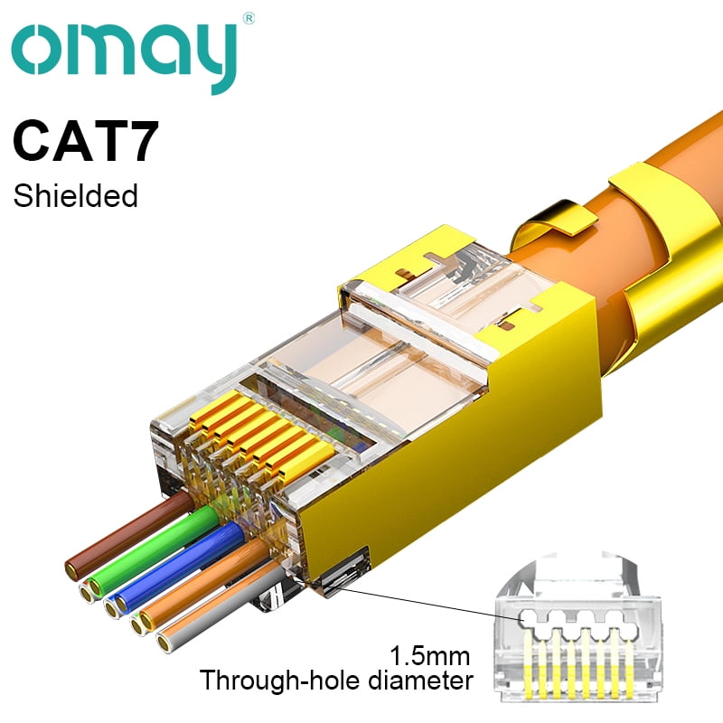 OMAY CAT6/7 CAT5 Pass Through RJ45 Modular Plug Network Connectors UTP