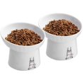 OMAYKEY 6.5 Inch Extra Wide Ceramic Raised Cat Bowls, Porcelain Tilted
