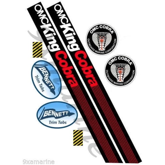 OMC King Cobra Remastered Stern Drive Vinyl Sticker Set. (not OEM)