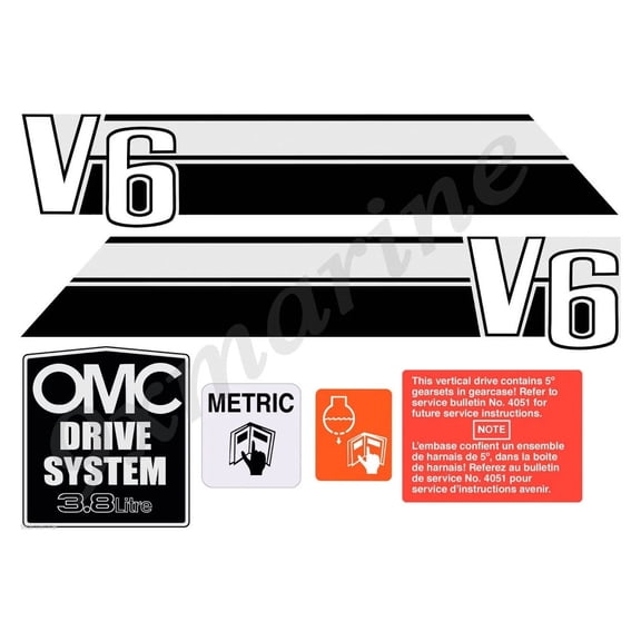 OMC Stringer Stern Drive Sticker Set for 3.8 Litre