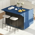 thumbnail image 1 of OMCHOM 51.2" Kitchen Island with Folding Drop Leaf,Rolling Cart Table with Storage and Towel Rack,Navy Blue, 1 of 7