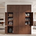 thumbnail image 1 of OMCPET 71" Tall Kitchen Pantry with Shelf & Drawer, Tall Freestanding Garage Cabinet for Office, Home, Kitchen, Walnut, 1 of 10