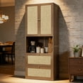 thumbnail image 1 of OMCHOM 73" Tall Kitchen Pantry Storage Cabinet with 2 Doors 2 Drawers and Charging Station,Walnut, 1 of 11