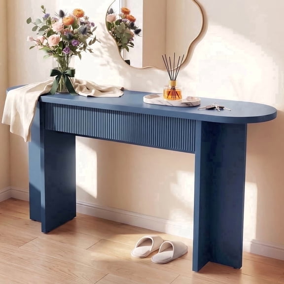 OMCPET 63 Inch Long Side Table Non Electric Made Of Particleboard and MDF Suitable for Hallways Behind Sofas and Living Rooms OMCPET Modern Minimalist Entryway Table Blue