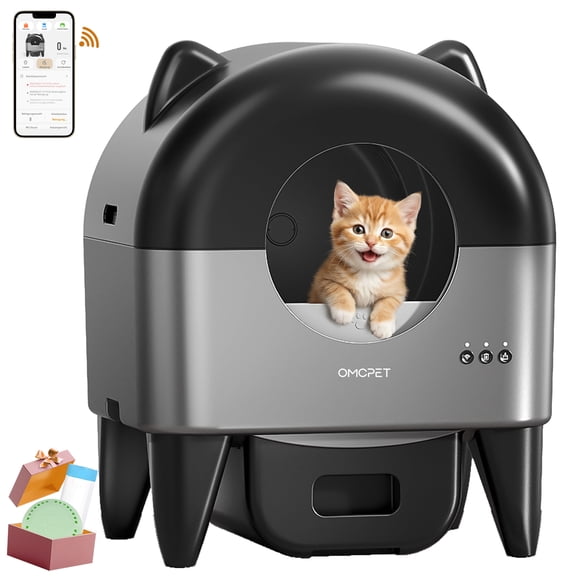 OUDOSPRS Self Cleaning Cat Litter Box, Automatic Smart Litter Box for Multiple Cats with 10 Safety Sensor Radars, 110L Electric Cat Box with APP-Control, Odor Control, Quiet Operation, Black