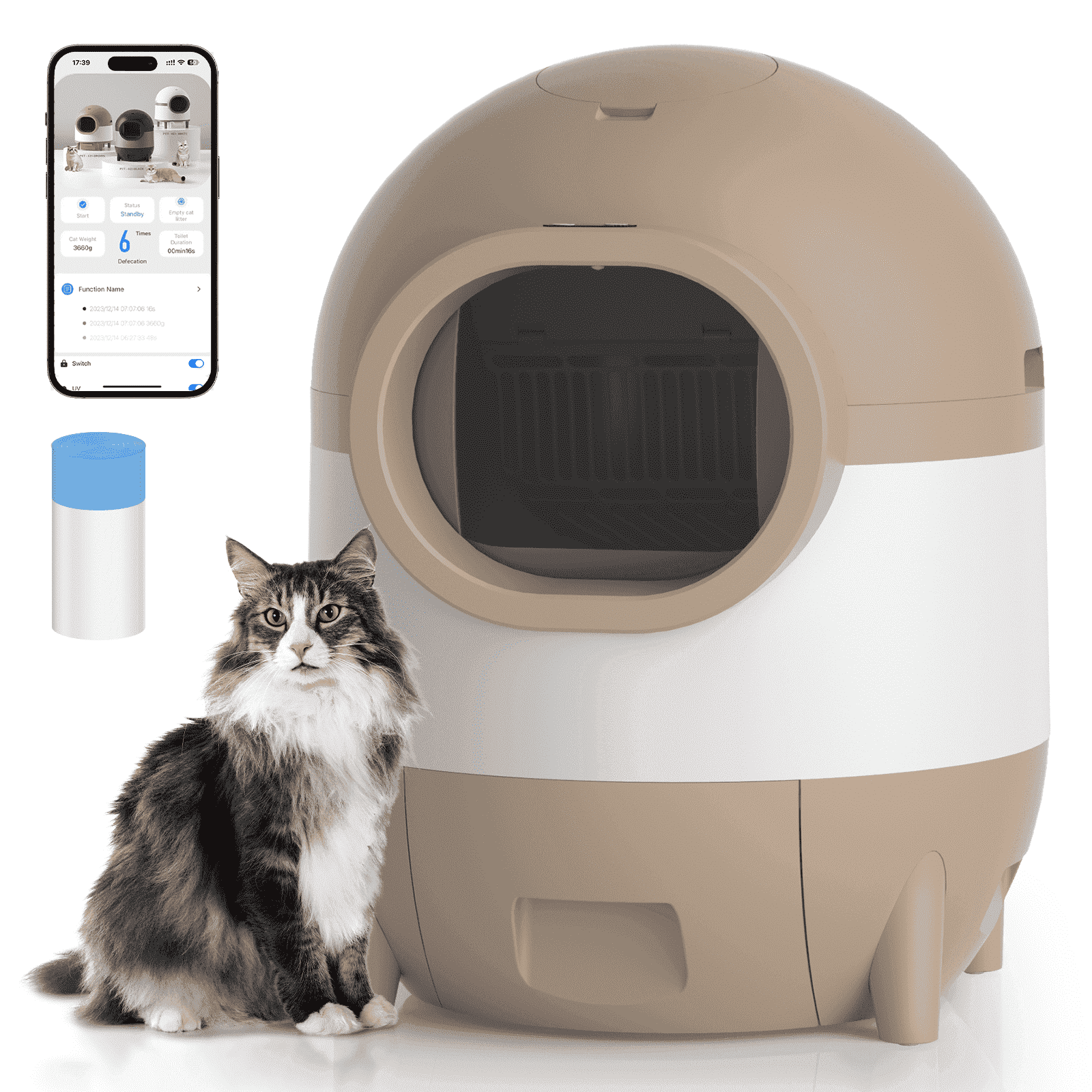 Cumrige Automatic Cat Litter Box Self Cleaning 95L Self Cleaning Litter Box Large Capacity Multiple Cats App Controlled Safety Sensors Removable Wash