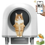 OUDOSPRS Automatic Cat Litter Box Self Cleaning, Smart Litter Box for Multiple Cats with 10 Safety Sensor Radars, 100L Electric Cat Box with APP-Control, Odor Control, Quiet Operation, White