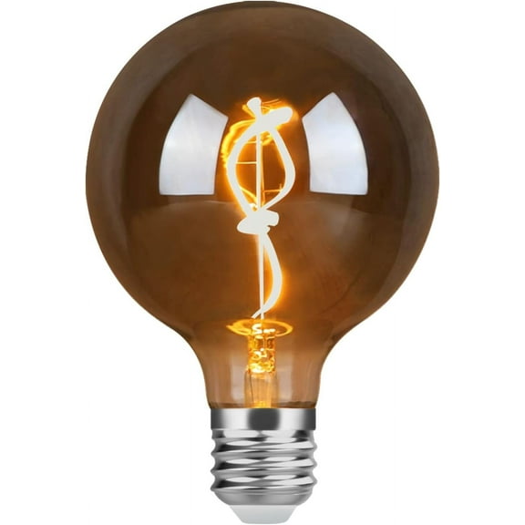 OMED G95/G30 Smoke Grey Large Globe Dimmable LED Edison Light Bulb, 4W 2200K Warm White Mirrored Decorative Light Bulb 40 Watt Equivalent, E26 Round Edison Bulb for Bedroom Bathroom and Living Room