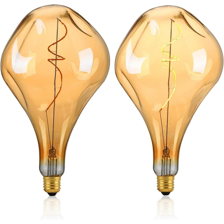 OMED LED Large Edison Bulb Oversized 2 Pack E26 2200K Warm White Dimmable Vintage Giant Light Bulb 5 Watt 400LM Extra Big Amber Glass Decorative Bulb for Bedroom Living Room Bar Cafe