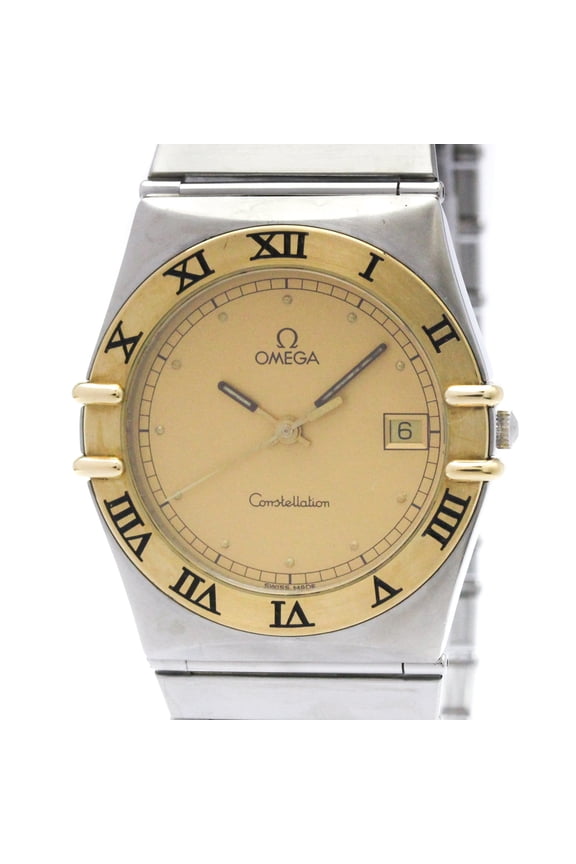 Pre-Owned OMEGA Constellation 18K Gold Steel Quartz Mens Watch 396.1070 Polished