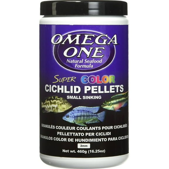 Omega One Cichlid Pellets, Small, plus Super Color, 16.25 oz