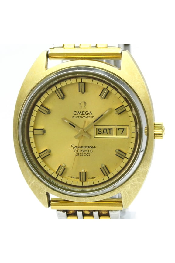 Pre-Owned Pre-Owned OMEGA Seamaster Cosmic 2000 Cal 1022 Gold Plated Automatic Mens Watch 166.131