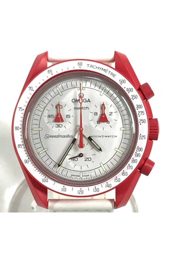 Pre-Owned OMEGA Swatch SO33R100 Omega collaboration Moon MISSION TO MARS Mars watch for women,...