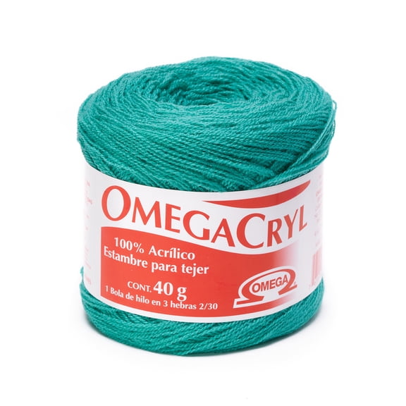 OMEGACRYL [40grs] by Omega - 3 - Thread Yarn ideal for embroidery, knitting and crafts - Color 21 - Light Jade 55