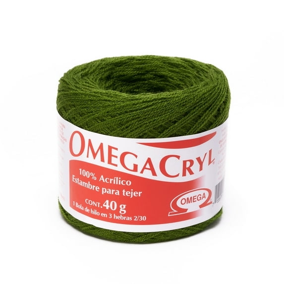 OMEGACRYL [40grs] by Omega - 3 - Thread Yarn ideal for embroidery, knitting and crafts - Color 26 - Olive 24