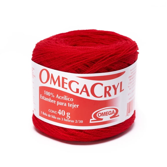 OMEGACRYL [40grs] by Omega - 3 - Thread Yarn ideal for embroidery, knitting and crafts - Color 56 - Red 44