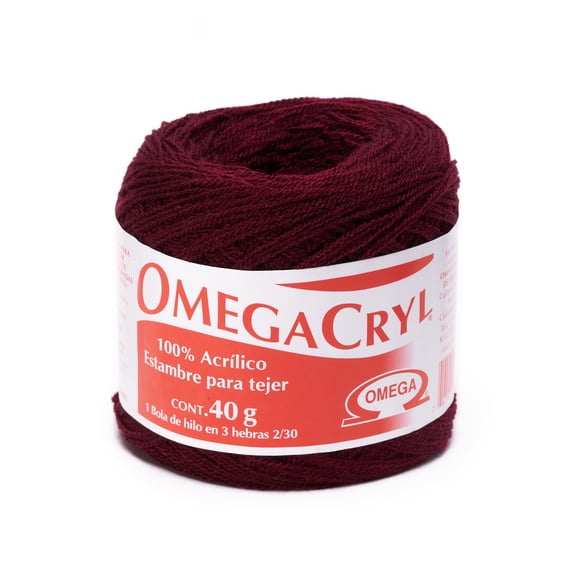 OMEGACRYL [40grs] by Omega - 3 - Thread Yarn ideal for embroidery, knitting and crafts - Color 59 - Plum Red 52