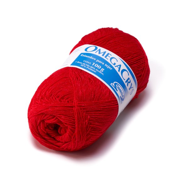 OMEGACRYS [100grs] 1 of 2 - by Omega - Fine Crystal Yarn great for all crafts - Color 57 - Red 240