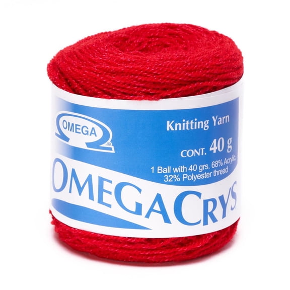 OMEGACRYS [40grs] - 1 of 2 - Fine Crystal Yarn by Omega great for all crafts - Color 57 - Red 240