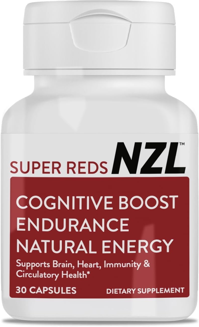 NZL Super Reds Capsules, All-Natural New Zealand Red Superfood Energy, Essential Red Fruits Veggies& Beets, Antioxidants, Enzymes, Energy Supplements, 30 Capsules