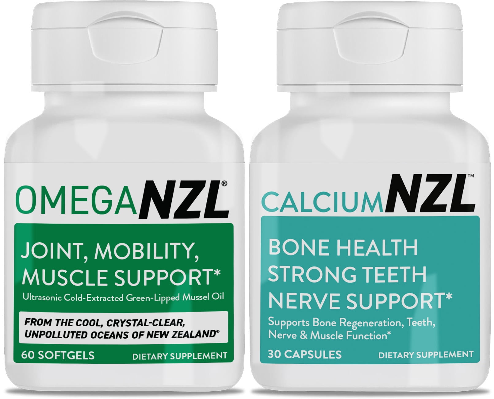 OMEGANZL Omega-3 Natural Joint Relief Supplement Natural Muscle Support, Green-Lipped Mussel Oil Joint Support, No Fishy Aftertaste, 60 Softgels Plus one Bottle of Calcium Plus 30 Capsules