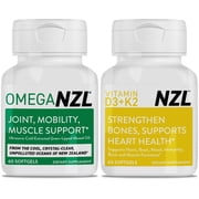 OMEGANZL Omega-3 Natural Joint Relief Supplement Natural Muscle Support, Green-Lipped Mussel Oil Joint Support, No Fishy Aftertaste, 60 Softgels Plus one Bottle of Vitamin D3+K2 30 Capsules