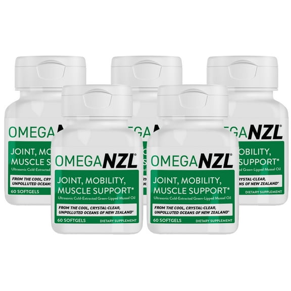 OmegaNZL Original Omega-3 Joint Support Supplement, Green-Lipped Mussel Oil, 5 Bottles, 300 Softgels