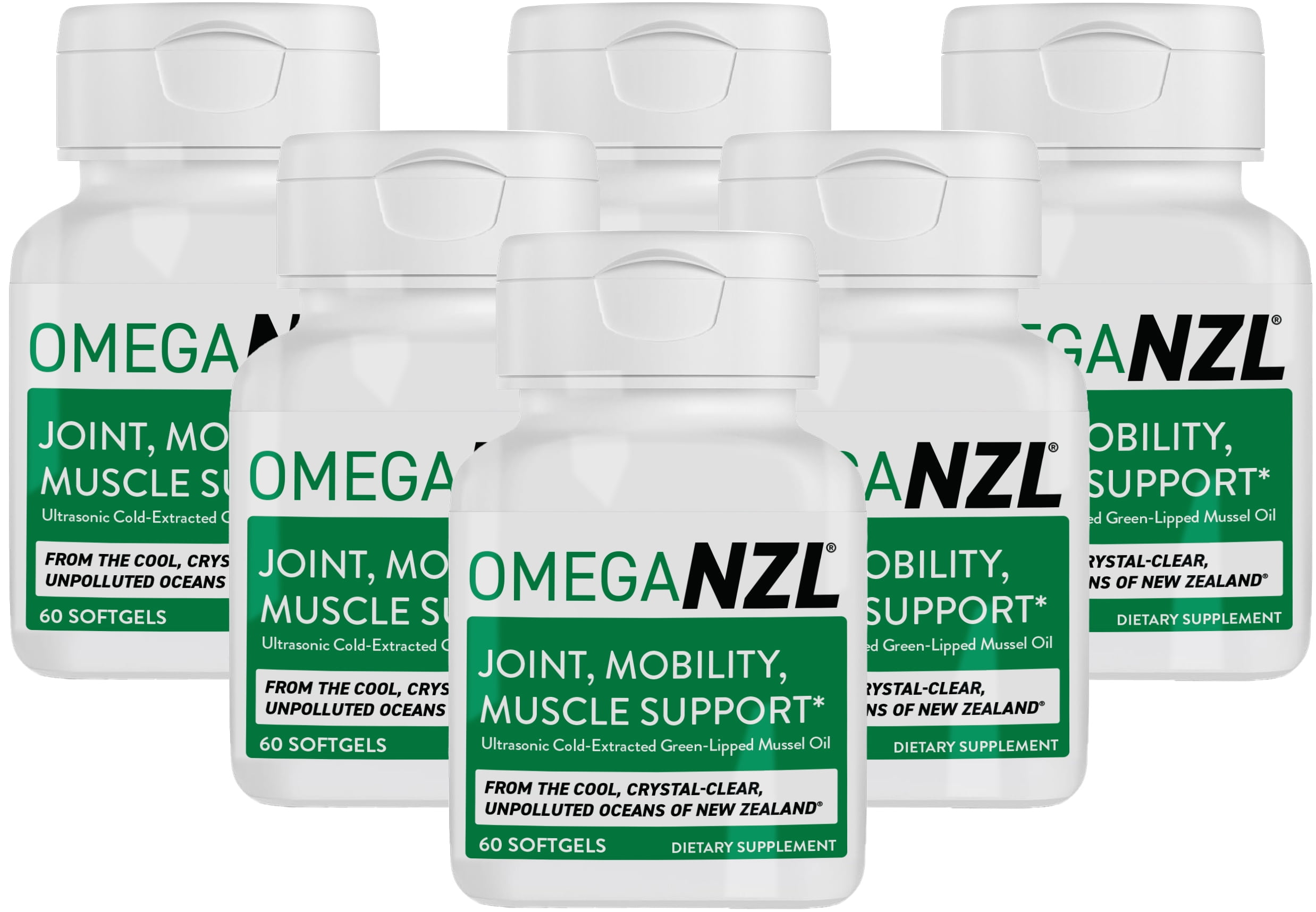 OmegaNZL Original Omega-3 Joint Support Supplement, Green-Lipped Mussel Oil, 6 Bottles, 360 Softgels