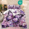 thumbnail image 1 of OMELA Purple Butterfly Comforter Set Queen Size,3 Pcs Chic Floral Purple Butterfly Thick Comforter Set for Girls Women Adults All Season, 1 of 8