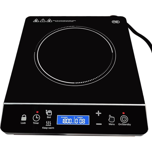OMEO Portable Induction Cooktop Hot Plate Countertop Burner 1800 Watts Induction Burner with LCD Sensor Touch, LED Display, 10 Temperature Levels, Child Safety Lock, Auto Shutoff Function