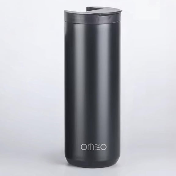 OMEO Stainless Steel Insulated Tumbler with Leak-Resistant Lid | BPA-Free, Easy Clean | Double Wall Vacuum Cup for Hot & Cold Drinks | Portable Water Bottle for Office, Outdoor&Travel (Black, 550ml)