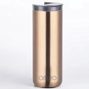 OMEO Stainless Steel Insulated Tumbler with Leak-Resistant Lid | BPA-Free, Easy Clean | Double Wall Vacuum Cup for Hot & Cold Drinks | Portable Water Bottle for Office, Outdoor & Travel | Gold 550m