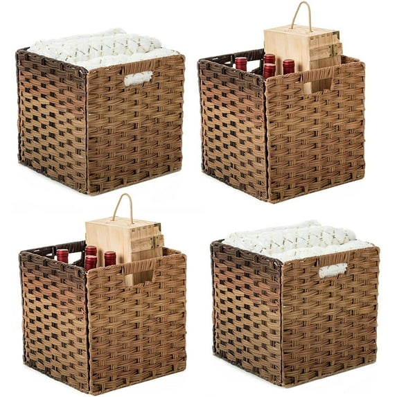 OMERAI Wicker Storage Baskets for Organizing Cube Baskets 11.8"x 11.8"x 11.8" 4 Pack