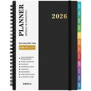 OMEYA 2026 Planner Weekly and Monthly, Large Planner Jan. 2026 - Dec. 2026, Monthly Planner 8.5 x 11in with Inner Pockets, Monthly Tabs, Elastic Closure, Great for Campus, Home & Office