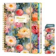 OMEYA 2027 Planner, Hardcover Calendar Planner Jan. 2027 - Dec. 2027, 5.8" x 8.3", 2027 Planner Weekly and Monthly with Inner Pockets, Monthly Tabs, Elastic Closure, Cute Planner for Women