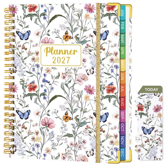 OMEYA 2027 Planner Weekly and Monthly, Large Calendar Planner Jan. 2027 - Dec. 2027, Monthly Planner 8.5 x 11in with Inner Pockets, Monthly Tabs, Elastic Closure, Great for Campus, Home & Office