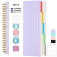 thumbnail image 1 of OMEYA 5 Subject Notebook, Graph Paper Notebook 8.5 x 11in with Dividers, 300 Pages 100GSM Thick Spiral Journal Notebook Grid Ruled for Women & Men, Large Spiral Notebooks for Work, Campus, 1 of 6