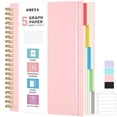 thumbnail image 1 of OMEYA 5 Subject Notebook, Graph Paper Notebook 8.5 x 11in with Dividers, 300 Pages 100GSM Thick Spiral Journal Notebook Grid Ruled for Women & Men, Large Spiral Notebooks for Work, Campus, 1 of 6
