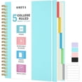 thumbnail image 1 of OMEYA 5 Subject Notebooks College Ruled, Spiral Notebook 8.5 x 11in with Dividers, 300 Pages 100GSM Thick Spiral Writing Journal for Women & Men, Large A4 Lined Journal for Work, Campus, 1 of 7