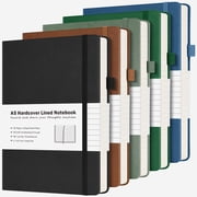 OMEYA College Ruled Notebook 5.7 x 8.5in, Lined Hardcover Notebook 5 Pack, A5 Writing Journal for Men & Women, 100GSM, 192 Lined Paper, Hardcover Leather Notebo
